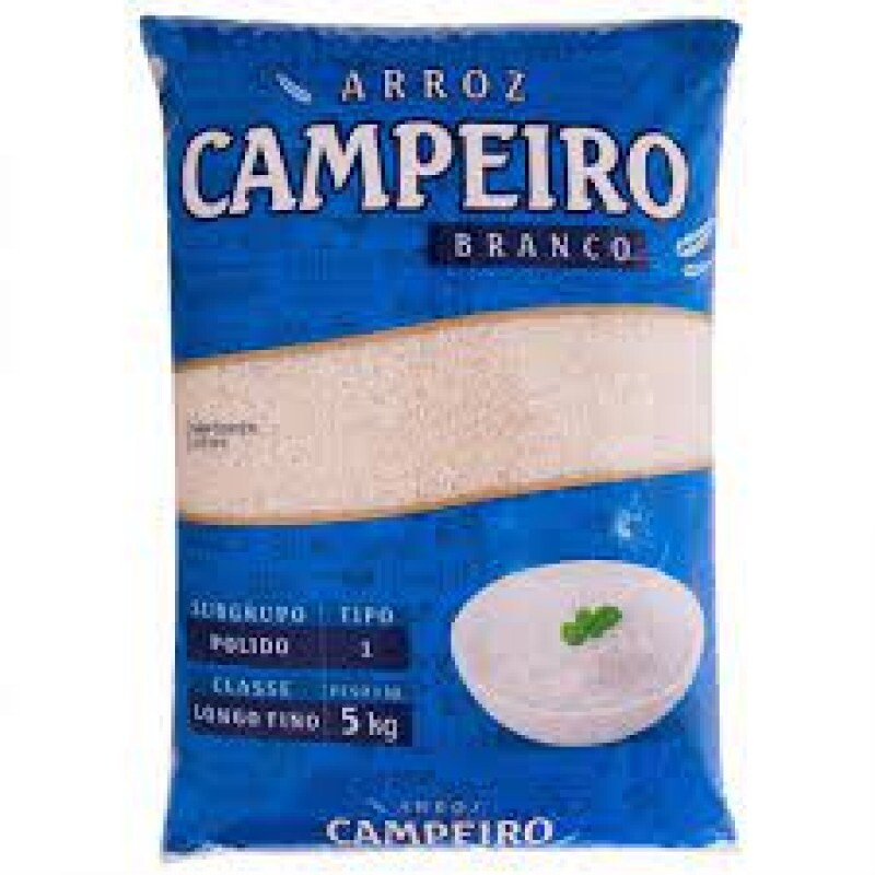 Arroz Branco Beneficiado Polido Longo Fino tipo 1 Campeiro - Pacote 5kg